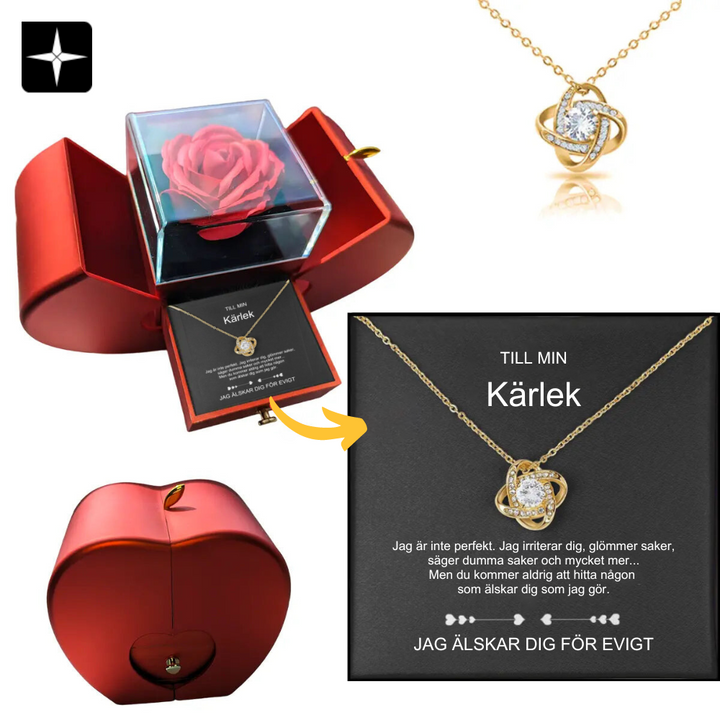 🎁Perfekt Alla hjärtans dag present 🎁Sterling Silver Halsband - Med Real Rose - Till Min Kärlek (Fri frakt)