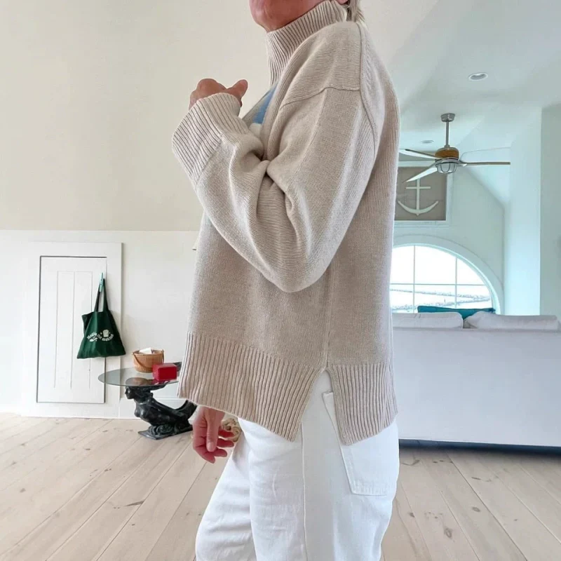 Women's Cozy Turtleneck Letter Pullover Sweater