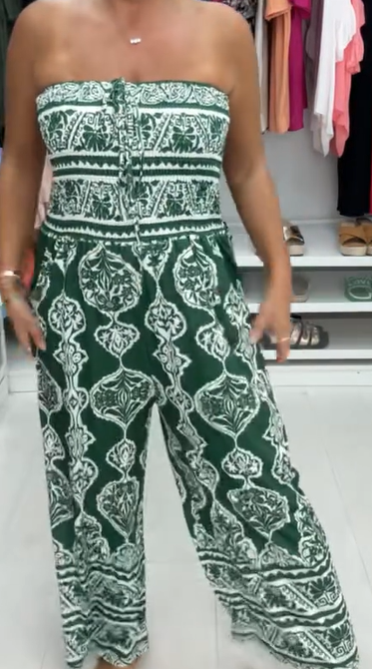 Mosaic Print Elasticated Bust Jumpsuit