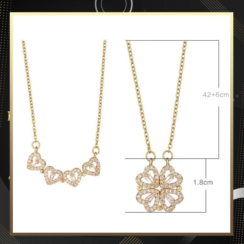 🎁Bästa julklappen🎁 Lyckobringande fyrklöver & hjärtformat halsband