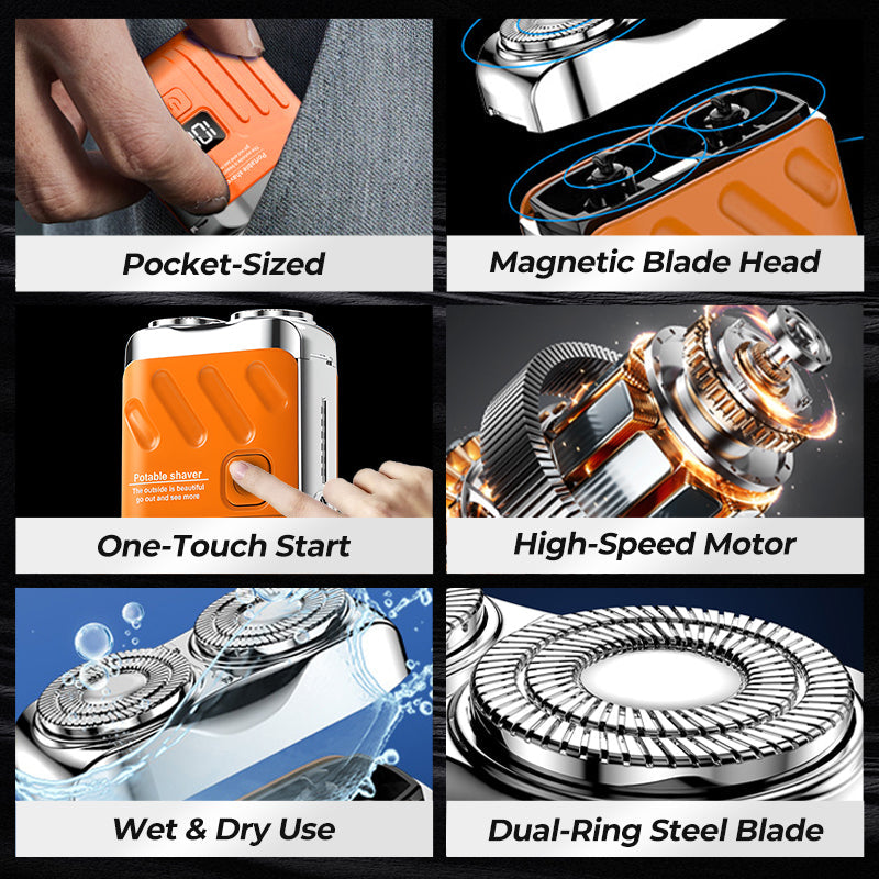 Bärbar Roterande Dubbelringselektronisk Rakapparat