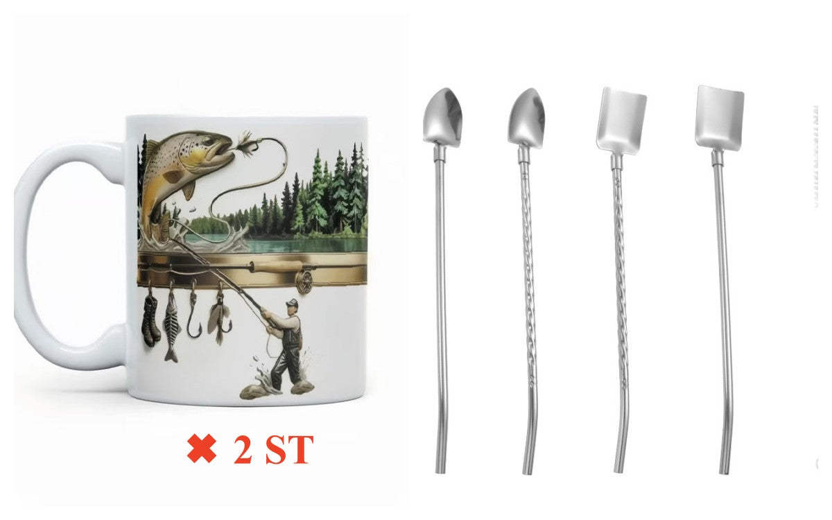 ⏰ Endast nu 49% rabatt!🔥🔥SISTA DAGENS ERBJUDANDE - 49% RABATT🔥Keramisk kaffemugg med fisketema