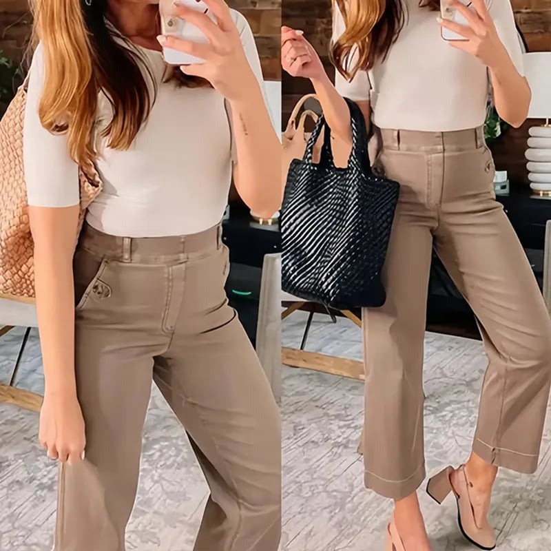 🔥2025 HOT SALE🥰Stretch Twill Cropped Wide Leg Pants
