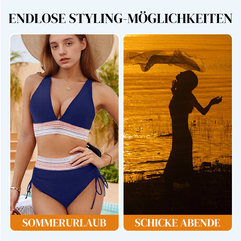 🔥2026 Ny stil 49% rabatt💥Bikinset med hög midja, magkontroll och färgblocksdesign👙