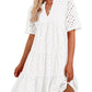 ⏰2025 Hot Sale -Women's Elegant Hollow Out Lace Ruffle Casual Mini Dress