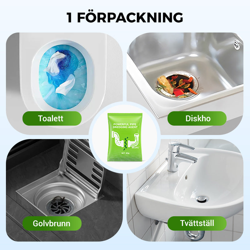 🎉 KÖP 1 FÅR 1 GRATIS! 🔥 Dräneringsrengöringspulver - Kraftfull Rengöring & Luktar Gött, Perfekt för Avlopp och Avfallsrör ✨