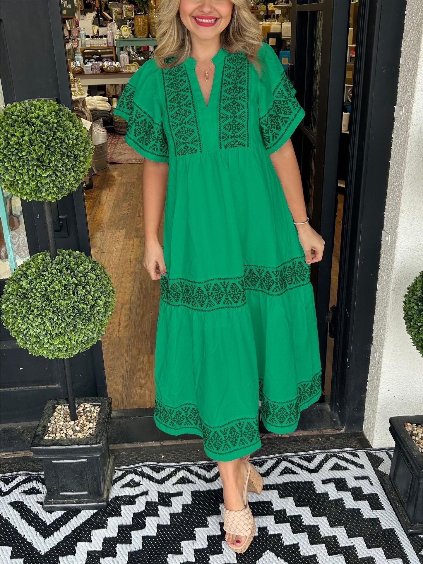 Kvinnors V-ringad Boho Maxiklänning