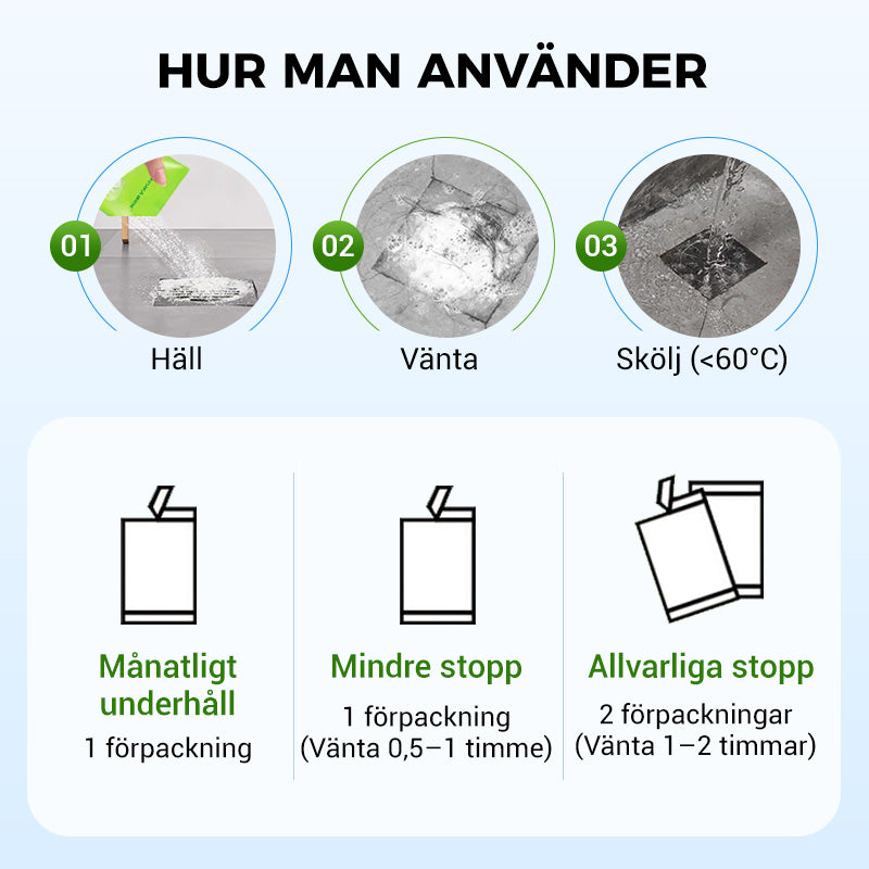 🎉 KÖP 1 FÅR 1 GRATIS! 🔥 Dräneringsrengöringspulver - Kraftfull Rengöring & Luktar Gött, Perfekt för Avlopp och Avfallsrör ✨
