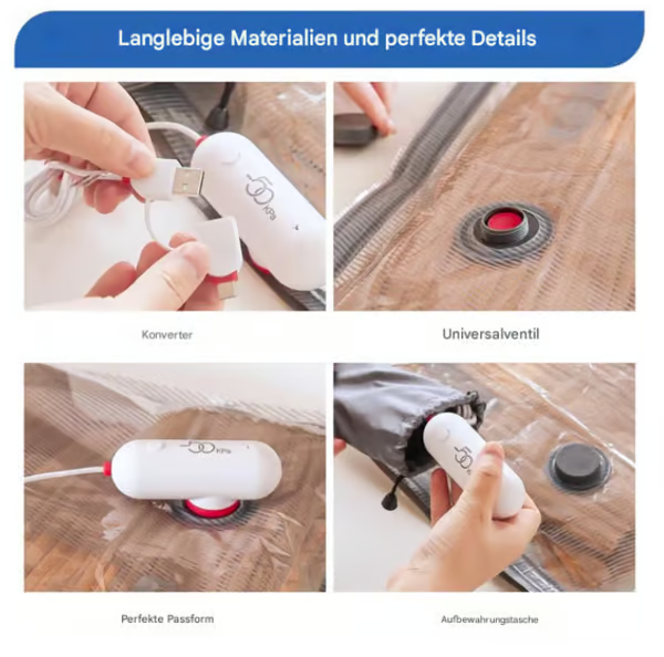 🎁 Hot Sale 50% rabatt 🔥6-pack USB elektriska vakuumkomprimeringspåsar - spara utrymme, res lätt!