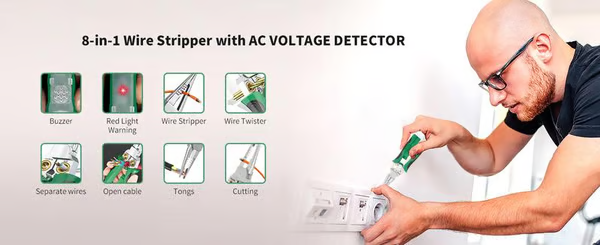 8 i 1 Wire Stripper Twister för kapning och dragning av kablar