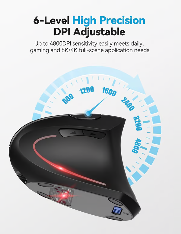Wireless USB Rechargeable Ergonomic Vertical Optical Mouse