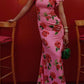 🎉Hot Sale 49% OFF🥳Cheongsam Style Rose Floral Print Tiered Flare Sleeve Stretch Maxi Dress