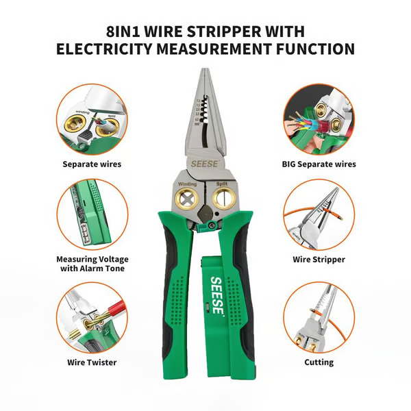 8 i 1 Wire Stripper Twister för kapning och dragning av kablar
