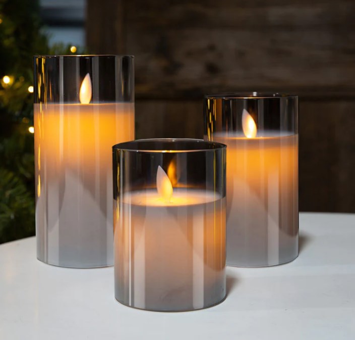 Flickering Liekemättömät kynttilät lasipitelin