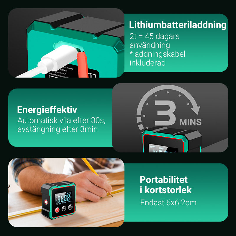 ⏰ Endast nu 49% rabatt!🔥Magnetisk digital vinkelmätare med elektronisk laser