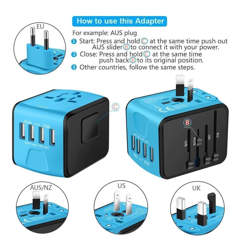 Universal 100V-220V adaptador de viaje inteligente convertidor de voltaje