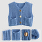 Chunky Knit Button-Down Sweater Vest för kvinnor