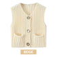 Chunky Knit Button-Down Sweater Vest för kvinnor