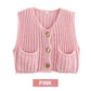 Chunky Knit Button-Down Sweater Vest för kvinnor