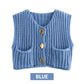 Chunky Knit Button-Down Sweater Vest för kvinnor