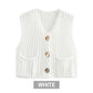 Chunky Knit Button-Down Sweater Vest för kvinnor