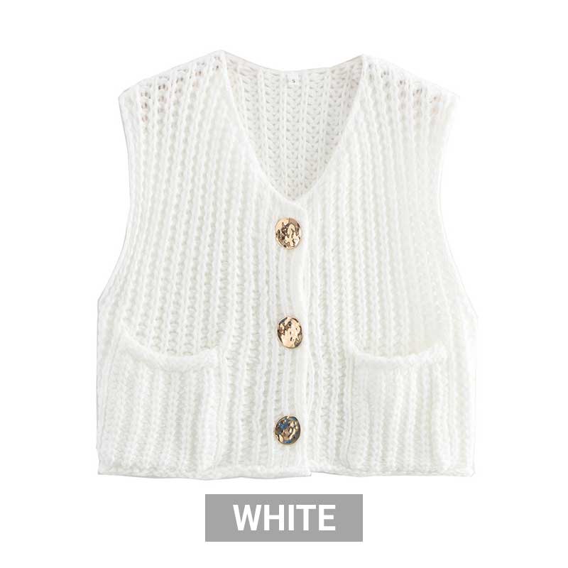 Chunky Knit Button-Down Sweater Vest för kvinnor