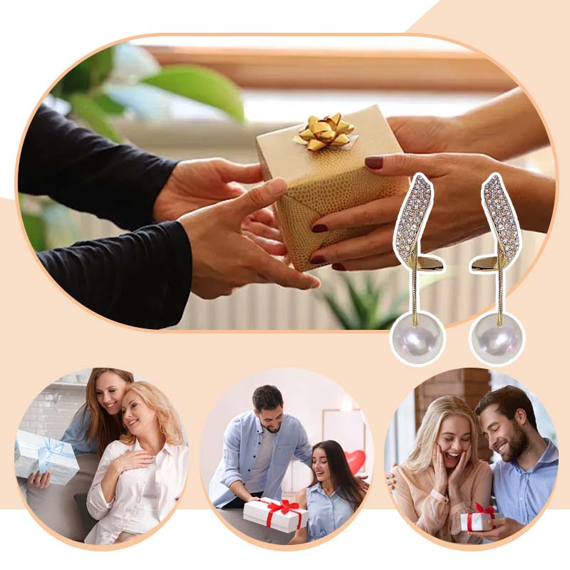 Women's Faux Pearl Earrings with Rhinestone Accent