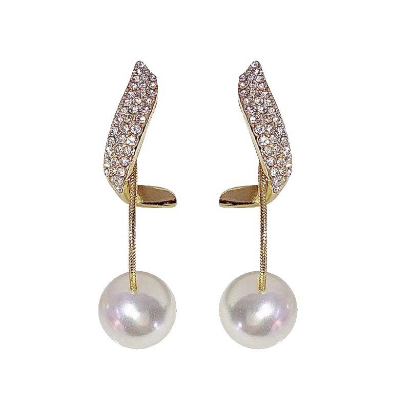 Women's Faux Pearl Earrings with Rhinestone Accent