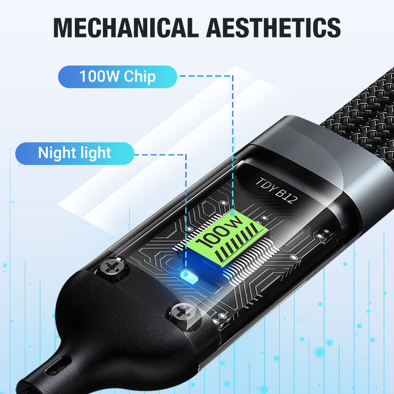 ⏰ Endast nu 49% rabatt!🔥Genomskinligt Ljusemittande 3-i-1 Super Snabb Laddningskabel