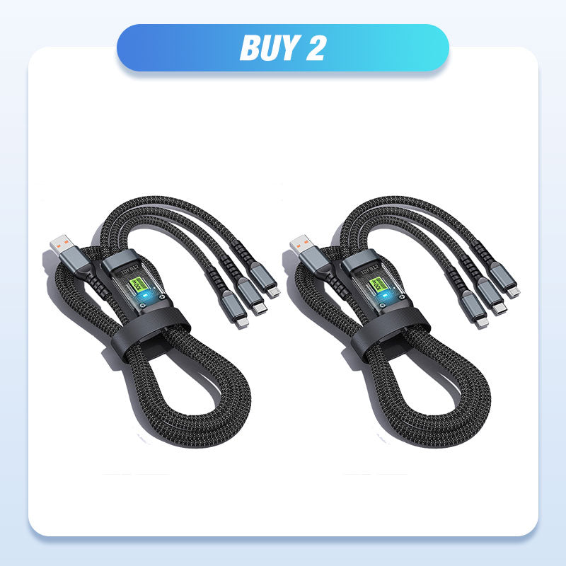 ⏰ Endast nu 49% rabatt!🔥Genomskinligt Ljusemittande 3-i-1 Super Snabb Laddningskabel