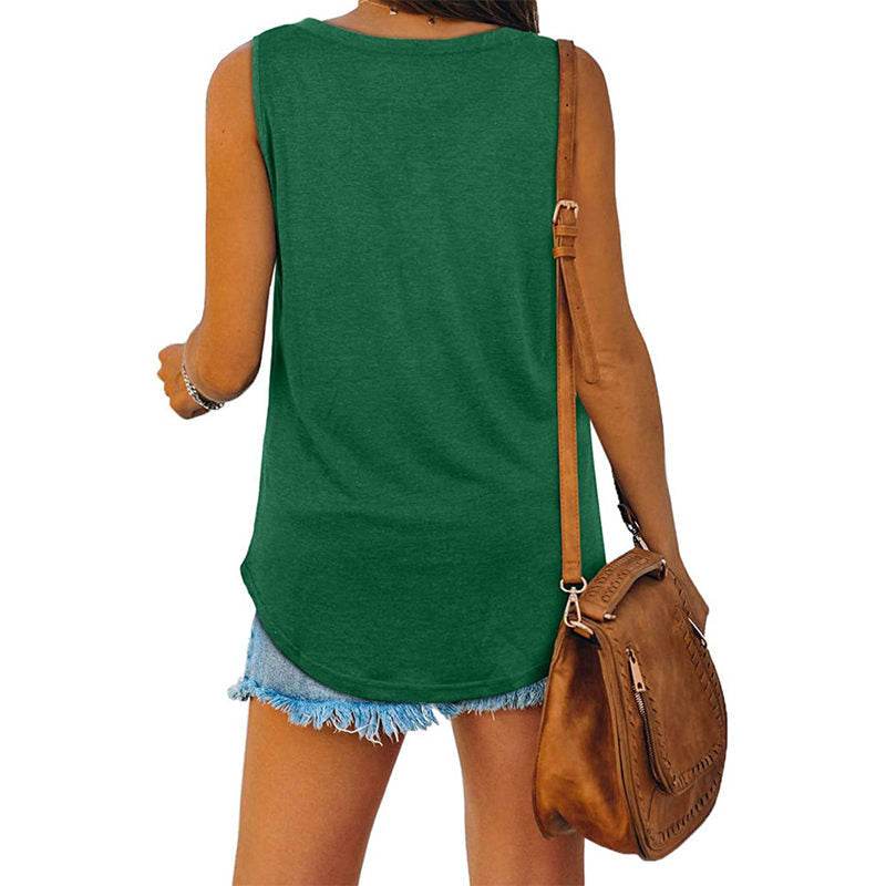 Summer V-Neck Solid Color Vest