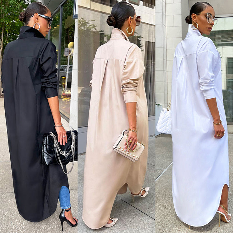 Casual Long Sleeve Maxi Shirt Dresses for Women
