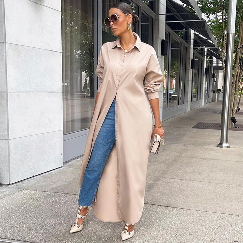 Casual Long Sleeve Maxi Shirt Dresses for Women