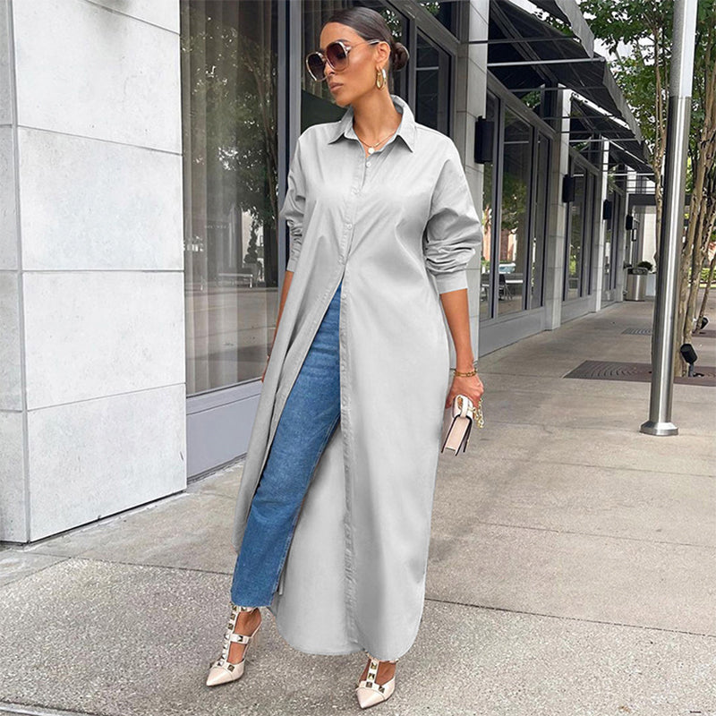 Casual Long Sleeve Maxi Shirt Dresses for Women