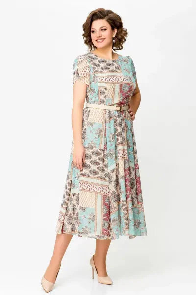 🔥HOT SALE🔥2025 Bekväm och elegant klänning med lapptäcke och tryck