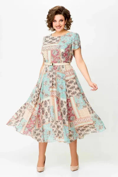 🔥HOT SALE🔥2025 Bekväm och elegant klänning med lapptäcke och tryck