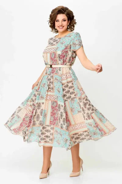 🔥HOT SALE🔥2025 Bekväm och elegant klänning med lapptäcke och tryck