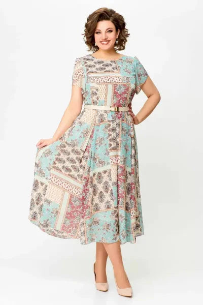 🔥HOT SALE🔥2025 Bekväm och elegant klänning med lapptäcke och tryck