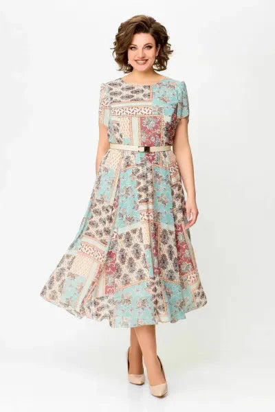 🔥HOT SALE🔥2025 Bekväm och elegant klänning med lapptäcke och tryck