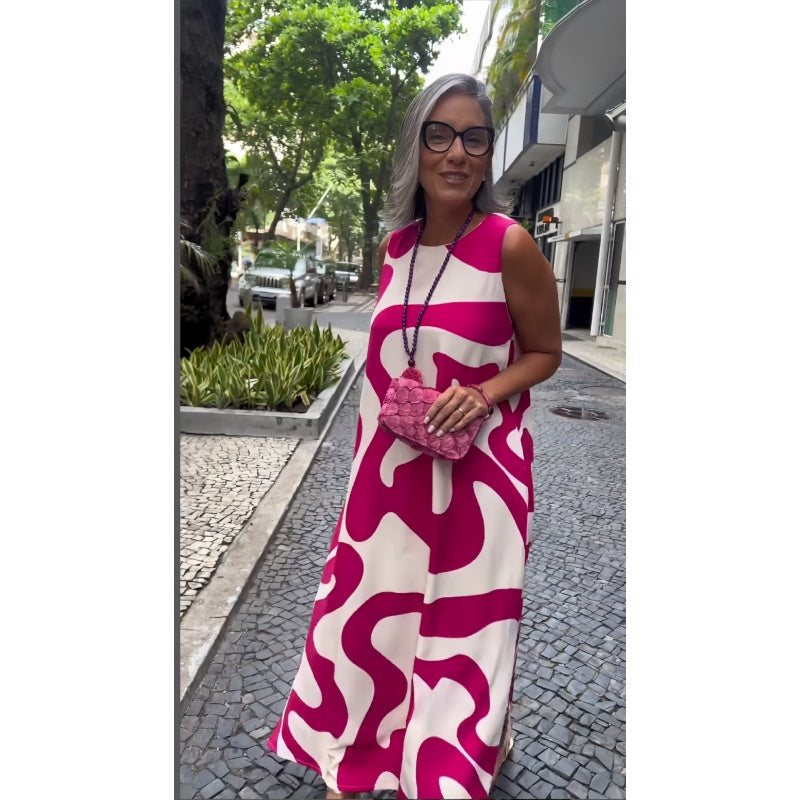 🔥Round Neck Printed Sleeveless Casual Fashion Dresses