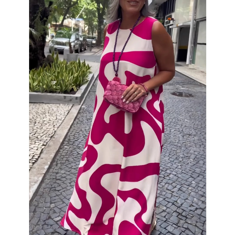 🔥Round Neck Printed Sleeveless Casual Fashion Dresses