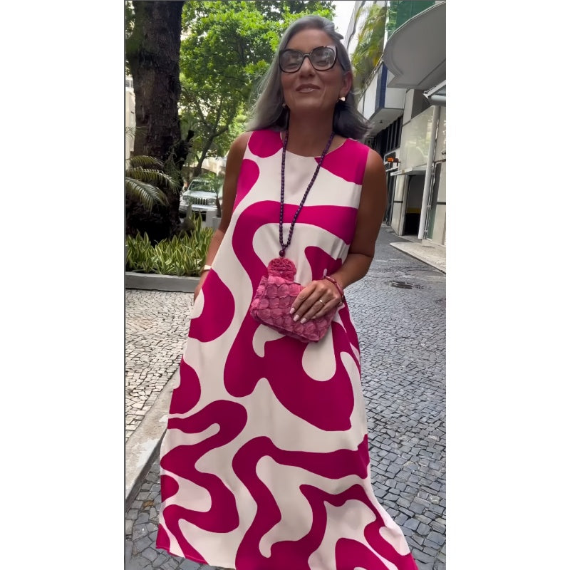 🔥Round Neck Printed Sleeveless Casual Fashion Dresses