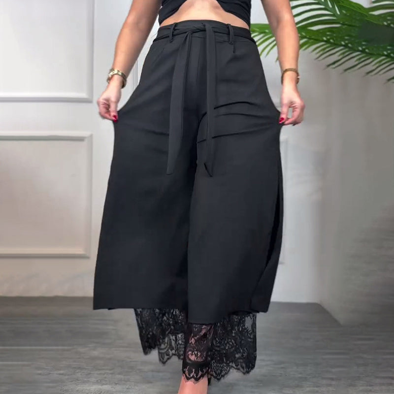 Dambyxor med vida ben, sexiga och spetsfodrade