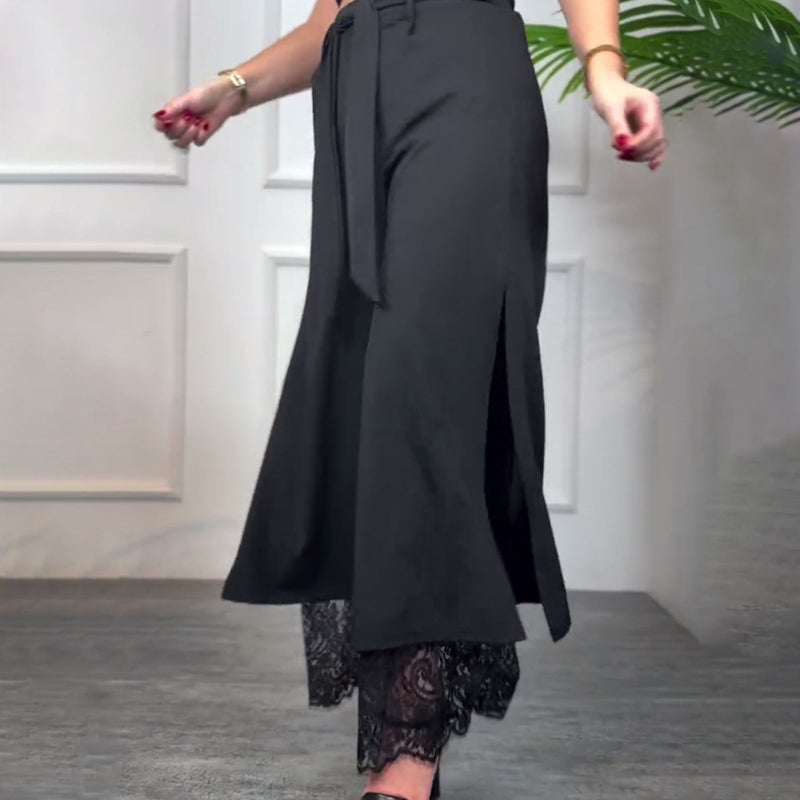 Dambyxor med vida ben, sexiga och spetsfodrade