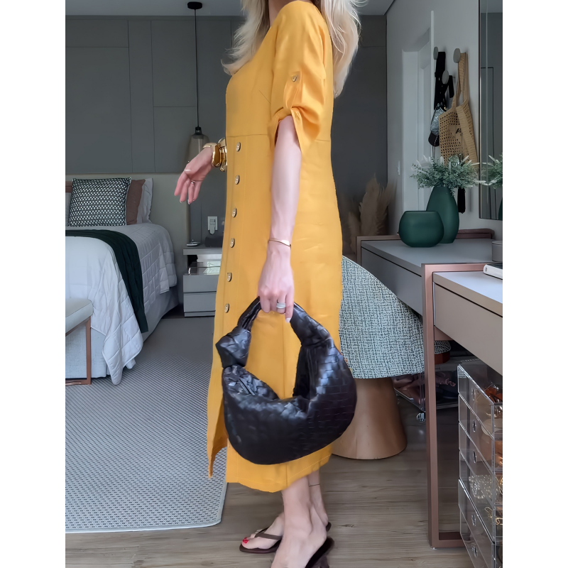 Maxiklänning med knappar och sidoslits för kvinnor