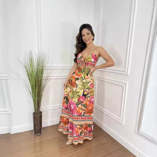 Halter Sleeveless Backless Slim Sexy Strandklänningar för kvinnor