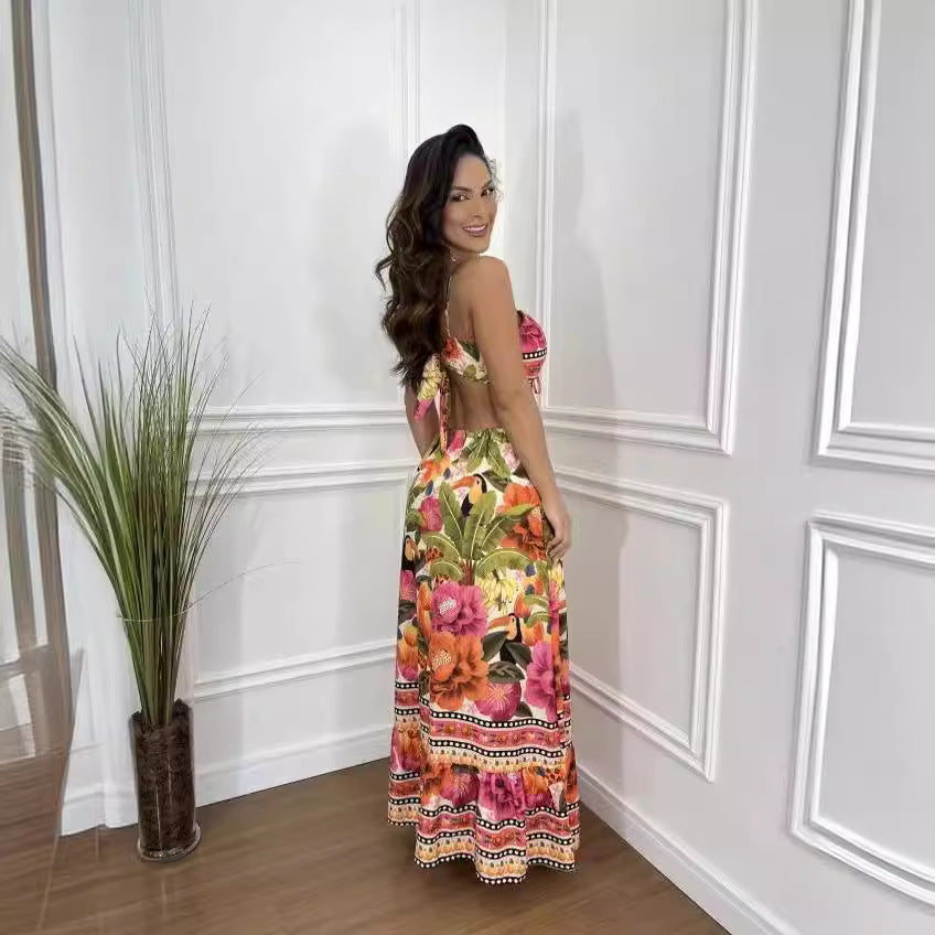 Halter Sleeveless Backless Slim Sexy Strandklänningar för kvinnor