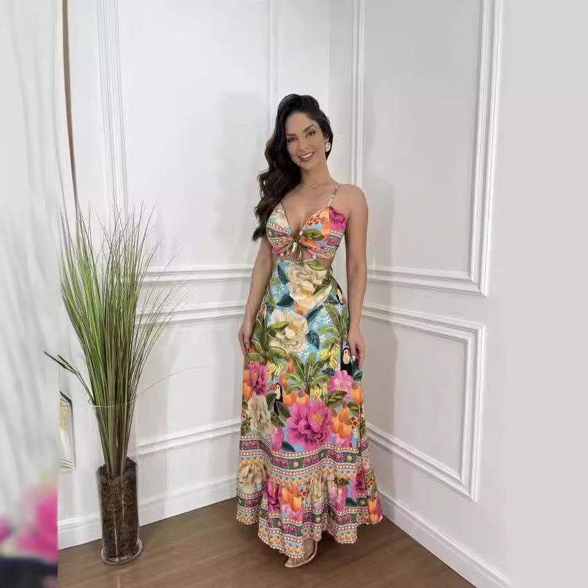 Halter Sleeveless Backless Slim Sexy Strandklänningar för kvinnor