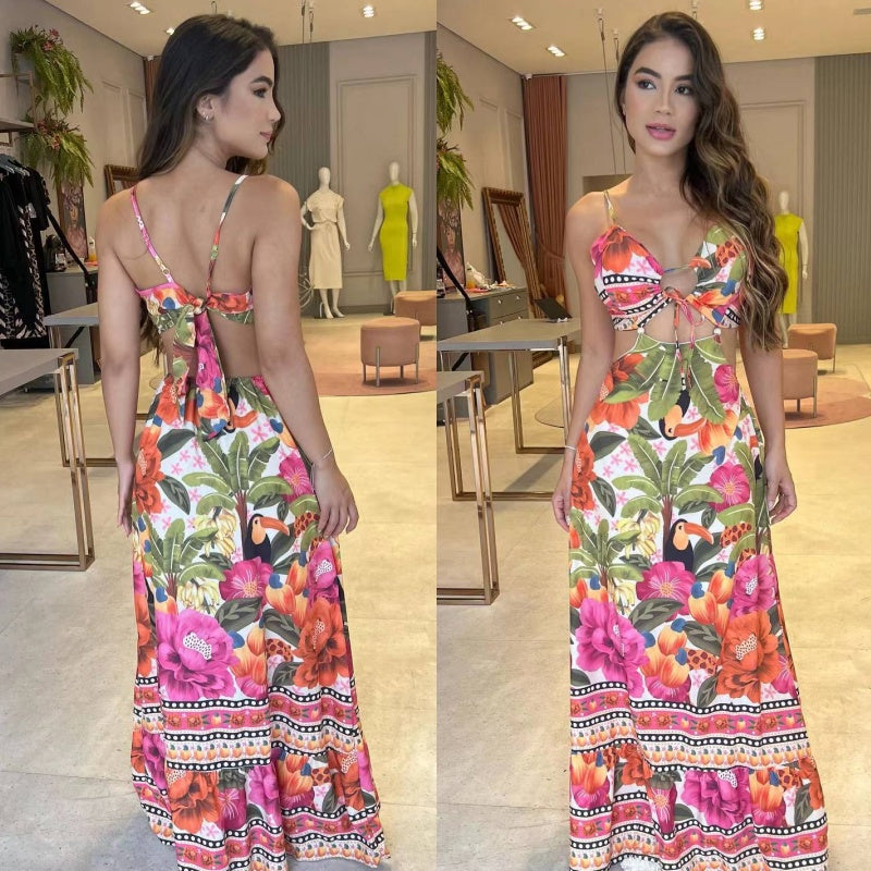 Halter Sleeveless Backless Slim Sexy Strandklänningar för kvinnor