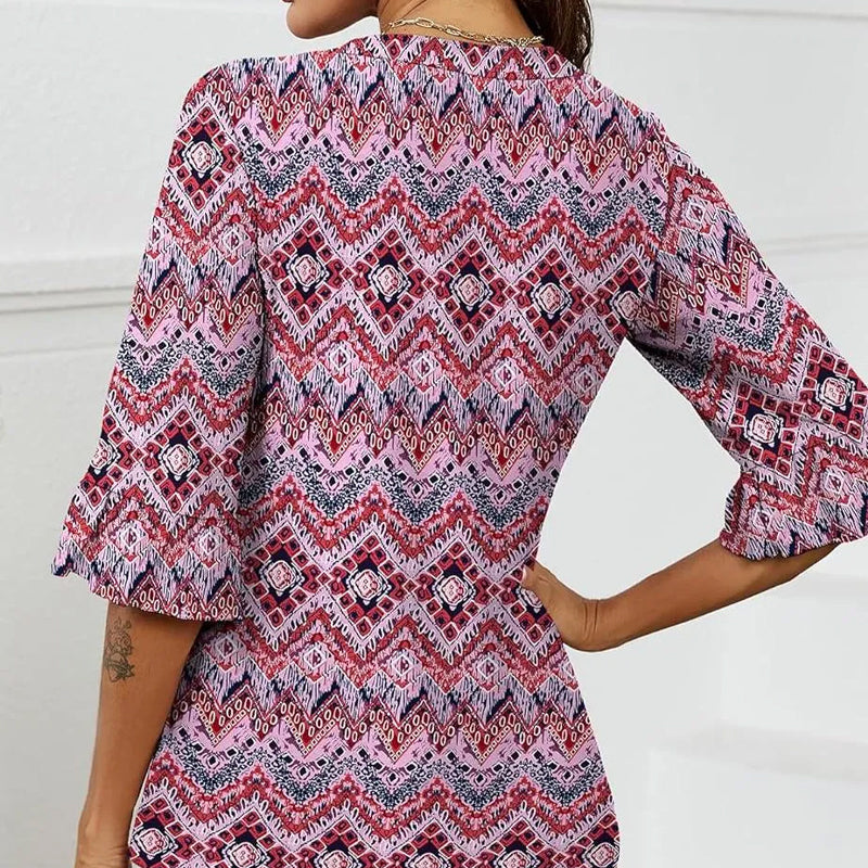 Elegant volang ärm V-ringning toppar för kvinnor